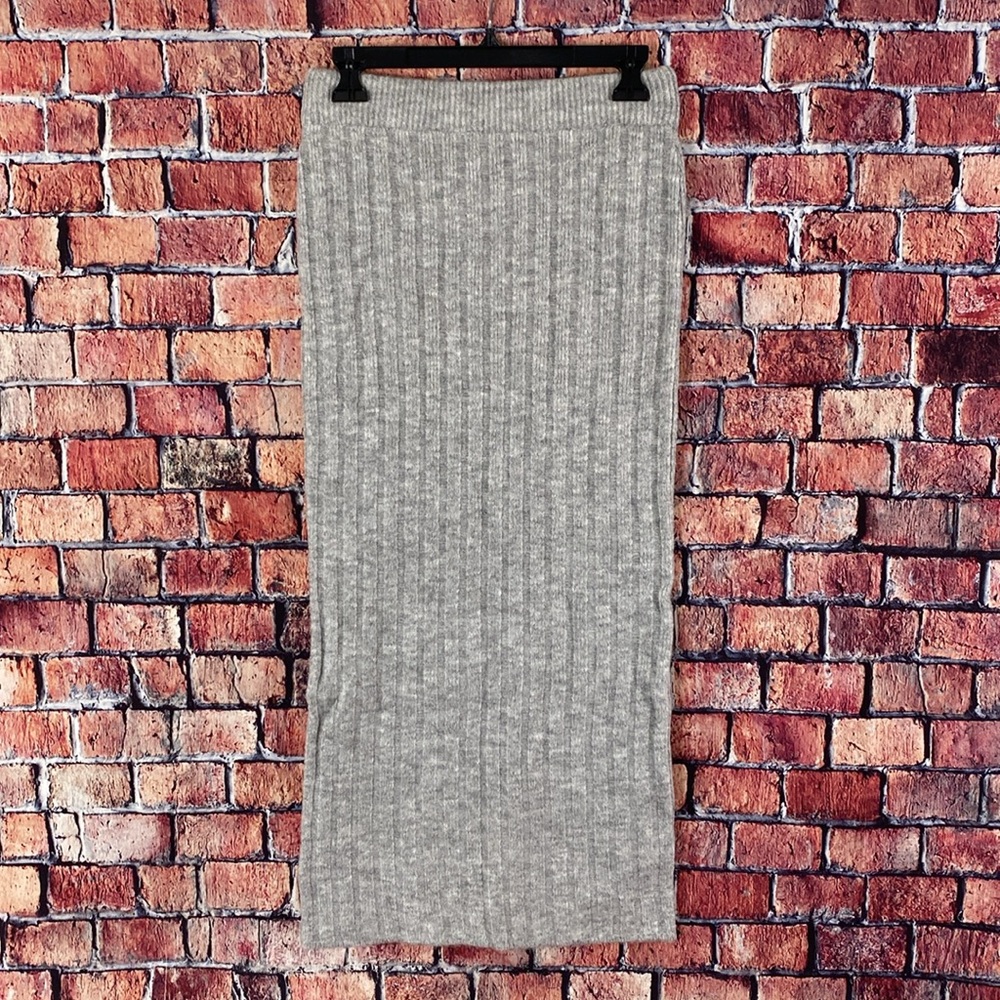 ASOS DESIGN knitted midi skirt in rib co-ord in grey